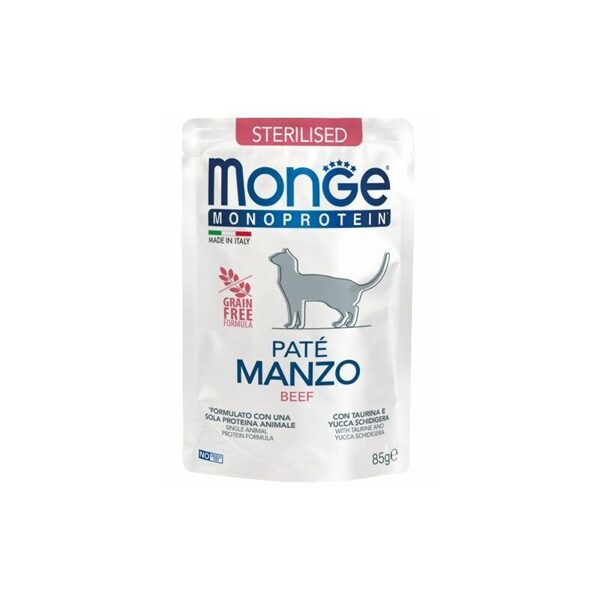 Monge Monoproteinic Pate 100% beef Sterilised 85 g - konservi sterilizētiem kaķiem ar 100% liellopu 85g