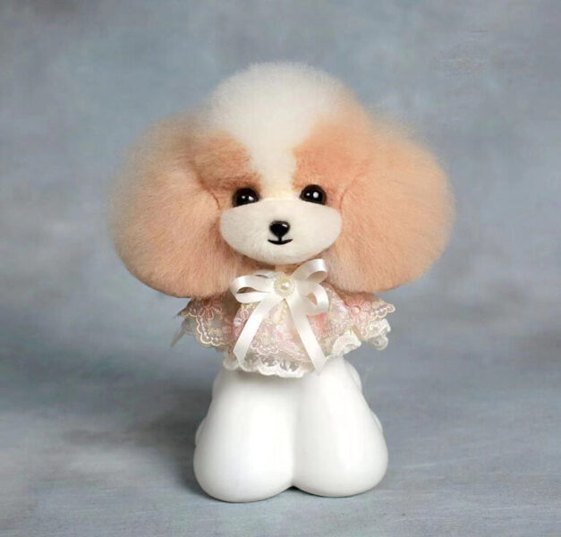 Mr. Jiang Teddy Bear Model Dog Head Hair Champagne and White Wig - apmatojums galvai šampānieša/balts