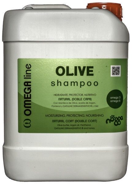 Nogga Omega Line Olive Shampoo, 5000 ml - Ļoti mitrinošs un barojošs šampūns mājdzivniekiem ar dubulto vilnas tipu