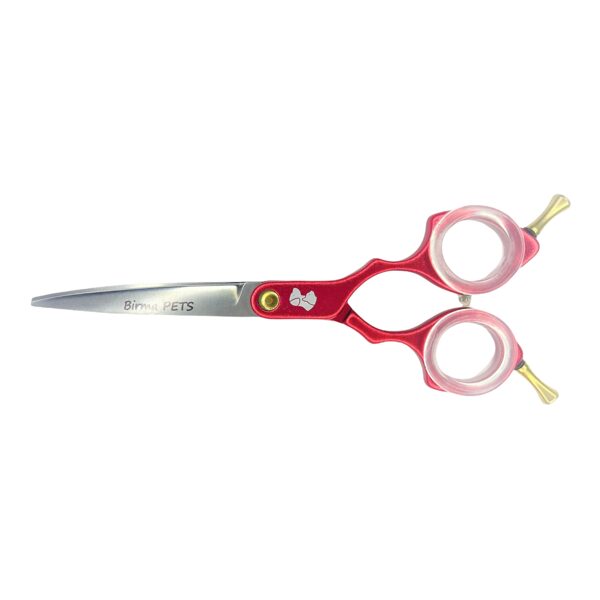 Šķēres grumeriem - Birma PETS Asian Style Scissors, 6`` - sarkanas