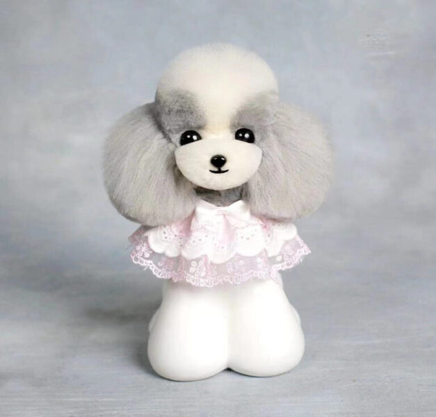 Mr. Jiang Teddy Bear Model Dog Head Hair Grey and White Wig