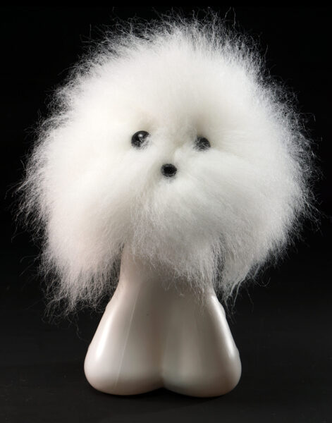 Teddy Bear Model Dog Head Hair White Wig