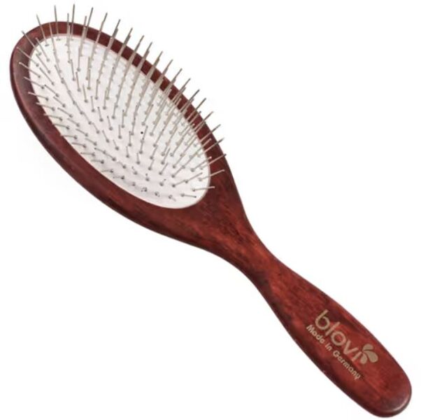 Blovi Red Wood Soft Pin Brush - large wooden brush with metal pins 21mm, very soft (York, Maltese, Shih-Tzu)
