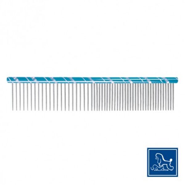 Idealdog "Star" steel comb, Blue 50/50 - 19 cm, teeth 26mm