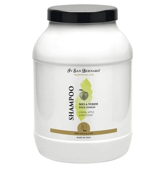Iv San Bernard Green Apple Shampoo, 3 L - mitrina un atjauno spalvu, piešķirot mirdzumu un mīkstumu, garspalvainajiem suņiem un kaķiem