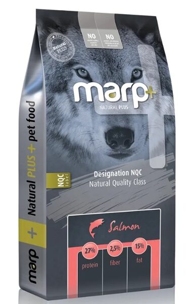 Marp Natural Plus – Salmon – pilnvērtīga barība kucēniem un pieaugušajiem suņiem, 12 kg