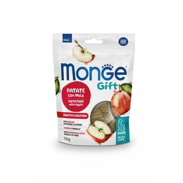MONGE GIFT Dog CHIPS Fruit Chips Sensitive digestion Potatoes with apple / 150 gr