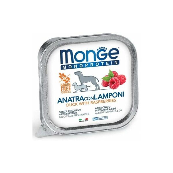 Monge Monoproteinic Fruits Pate duck with raspberries 150 gr - konservi suņiem