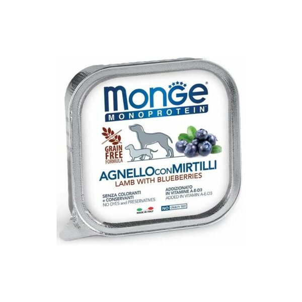 Monge Monoproteinic Fruits Pate lamb with blueberries 150 gr - konservi suņiem