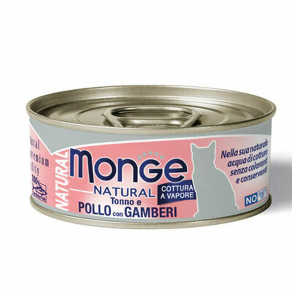 Monge Natural acqua Chicken with Shrimps 80 gr - konservi kaķiem ar vistu un garnelēm