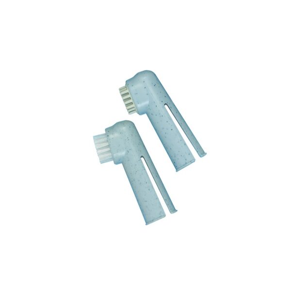 Set of 2 finger toothbrushes - 2 pirkstu uzgaļi - rozā un zils